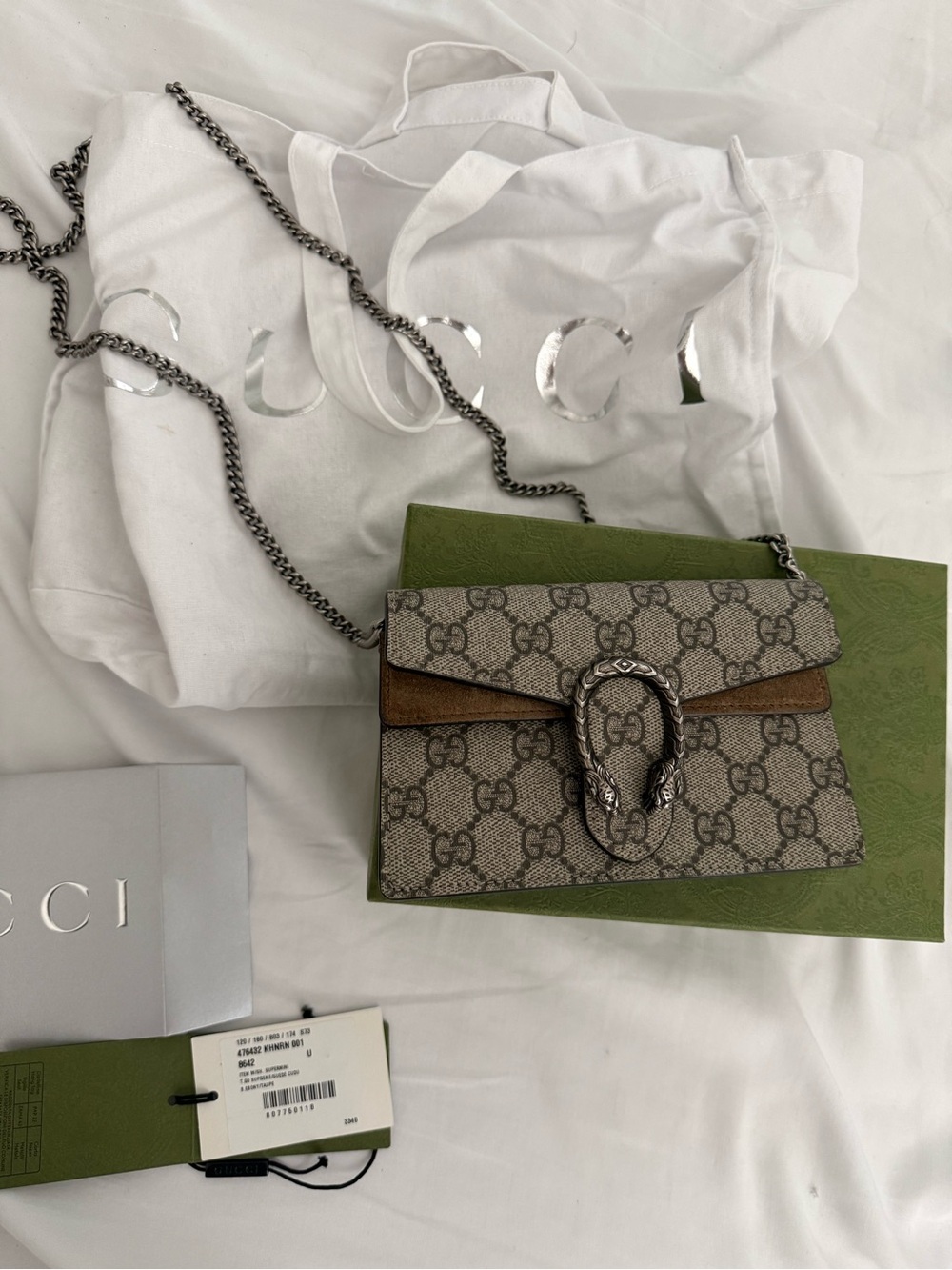 Gucci Beige GG Supreme Dionysus Crossbody with Brown Trim and Silver Hardware - Picture 3 of 11